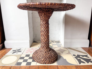 Vintage French Occasional Basket Weave Table