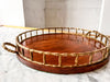 Vintage Brass Faux Bamboo And Walnut Tray In The Manner Of Maison Jansen