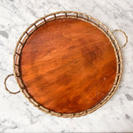 Load image into Gallery viewer, Vintage Brass Faux Bamboo And Walnut Tray In The Manner Of Maison Jansen
