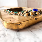 Load image into Gallery viewer, Vintage French Hammered Brass Mirror In The Arts &amp; Crafts Style
