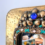Load image into Gallery viewer, Vintage French Hammered Brass Mirror In The Arts &amp; Crafts Style
