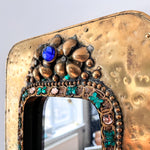 Load image into Gallery viewer, Vintage French Hammered Brass Mirror In The Arts &amp; Crafts Style

