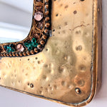 Load image into Gallery viewer, Vintage French Hammered Brass Mirror In The Arts &amp; Crafts Style
