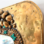 Load image into Gallery viewer, Vintage French Hammered Brass Mirror In The Arts &amp; Crafts Style
