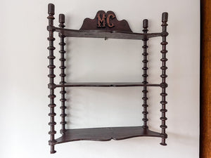 French Vintage Shelf With Spindle Supports And Monogram