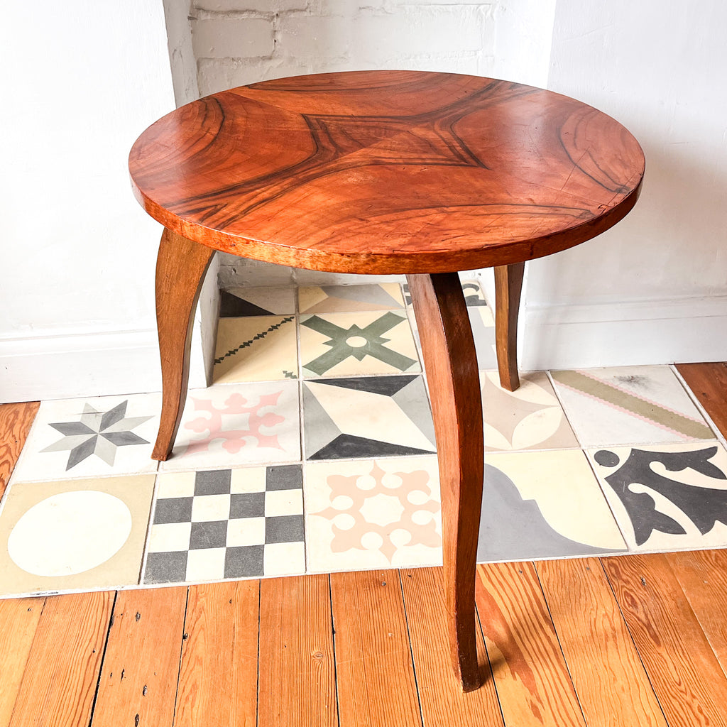 Round Art Deco Walnut Veneer Side Table