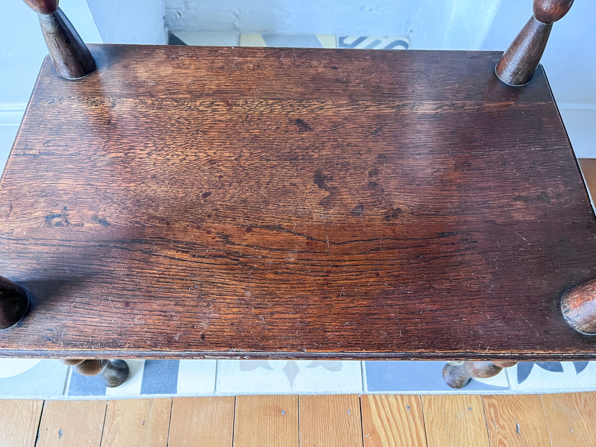 French Antique Tray Table With Bobbin Legs