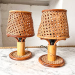 Load image into Gallery viewer, Pair Of Vintage Italian Bamboo And Cane Table Lamps
