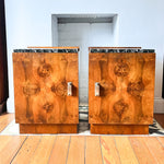 Load image into Gallery viewer, A Pair Of Art Deco Bedside Cabinets With Marble Tops
