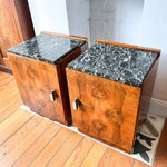 Load image into Gallery viewer, A Pair Of Art Deco Bedside Cabinets With Marble Tops
