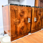Load image into Gallery viewer, A Pair Of Art Deco Bedside Cabinets With Marble Tops
