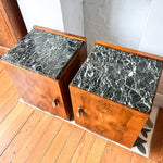 Load image into Gallery viewer, A Pair Of Art Deco Bedside Cabinets With Marble Tops
