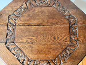 Antique Bobbin Cricket Table With Carved Top