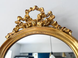 Vintage Belgian Gilded Mirror With Bow Detail