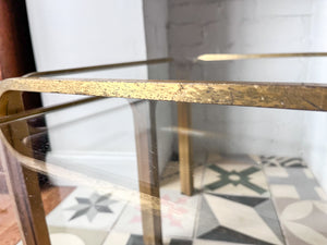 A Nest Of Two Italian Mid Century Brass Side Tables With Glass Tops