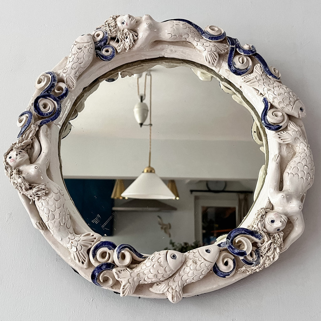 Ceramic Mermaid Mirror By Artist Sylvie Aurore Nisbet