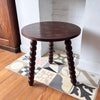 Antique Round French Bobbin Side Table With Parquetry Top