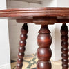 Antique Round French Bobbin Side Table With Parquetry Top