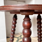 Load image into Gallery viewer, Antique Round French Bobbin Side Table With Parquetry Top
