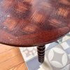 Antique Round French Bobbin Side Table With Parquetry Top