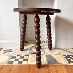 Load image into Gallery viewer, Antique Round French Bobbin Side Table With Parquetry Top
