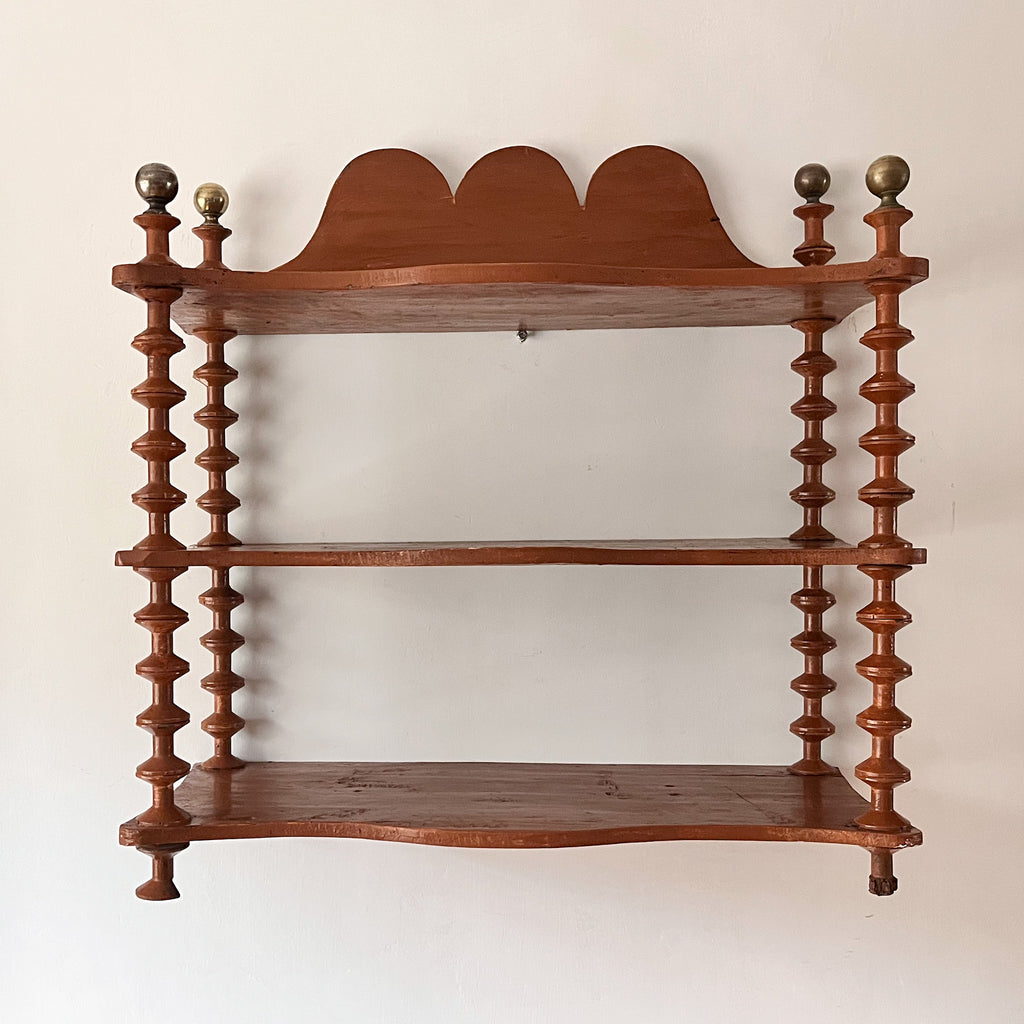 Large French Vintage Shelf With Spindle Supports