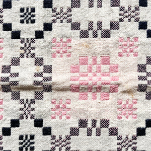 Vintage Welsh Blanket In Cream And Pink Colour Ways