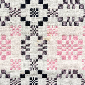 Vintage Welsh Blanket In Cream And Pink Colour Ways