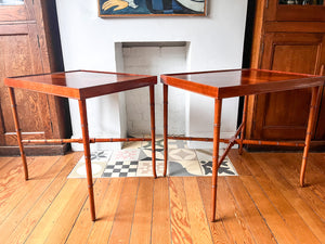 A Pair Of Large Vintage Faux Bamboo Side Tables