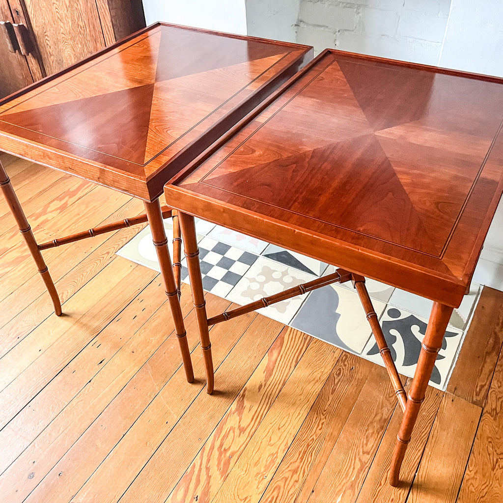 A Pair Of Large Vintage Faux Bamboo Side Tables