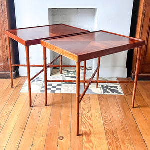 A Pair Of Large Vintage Faux Bamboo Side Tables