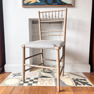 Antique Faux Bamboo Occasional Chair With Upholstered Seat