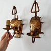 A Pair Of Vintage Hollywood Regency Toleware Wall Sconces