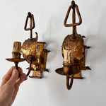 Load image into Gallery viewer, A Pair Of Vintage Hollywood Regency Toleware Wall Sconces
