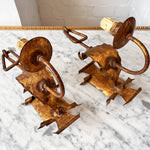 Load image into Gallery viewer, A Pair Of Vintage Hollywood Regency Toleware Wall Sconces

