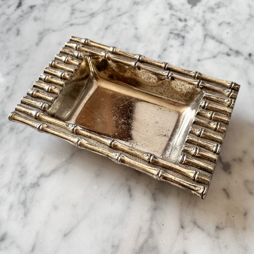 Vintage Metal Faux Bamboo Trinket Dish