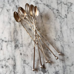 Load image into Gallery viewer, A Set Of Six Long Silver Plated Dessert Spoons
