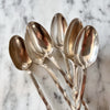 A Set Of Six Long Silver Plated Dessert Spoons