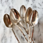 Load image into Gallery viewer, A Set Of Six Long Silver Plated Dessert Spoons
