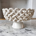 Load image into Gallery viewer, Vintage White Ceramic Lattice Bowl
