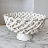 Vintage White Ceramic Lattice Bowl