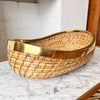 Large Gabriella Crespi Oval Pencil Reed And Brass Bowl