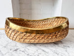 Load image into Gallery viewer, Large Gabriella Crespi Oval Pencil Reed And Brass Bowl
