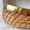 Large Gabriella Crespi Oval Pencil Reed And Brass Bowl