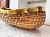 Large Gabriella Crespi Oval Pencil Reed And Brass Bowl
