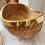 Load image into Gallery viewer, Large Gabriella Crespi Oval Pencil Reed And Brass Bowl
