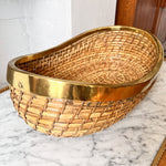Load image into Gallery viewer, Large Gabriella Crespi Oval Pencil Reed And Brass Bowl

