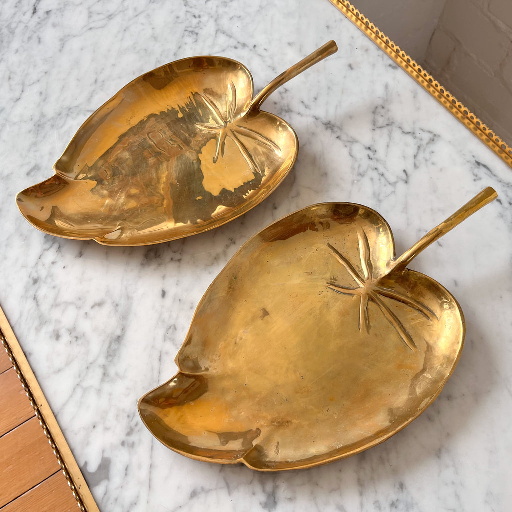 French Vintage Leaf Brass Tray