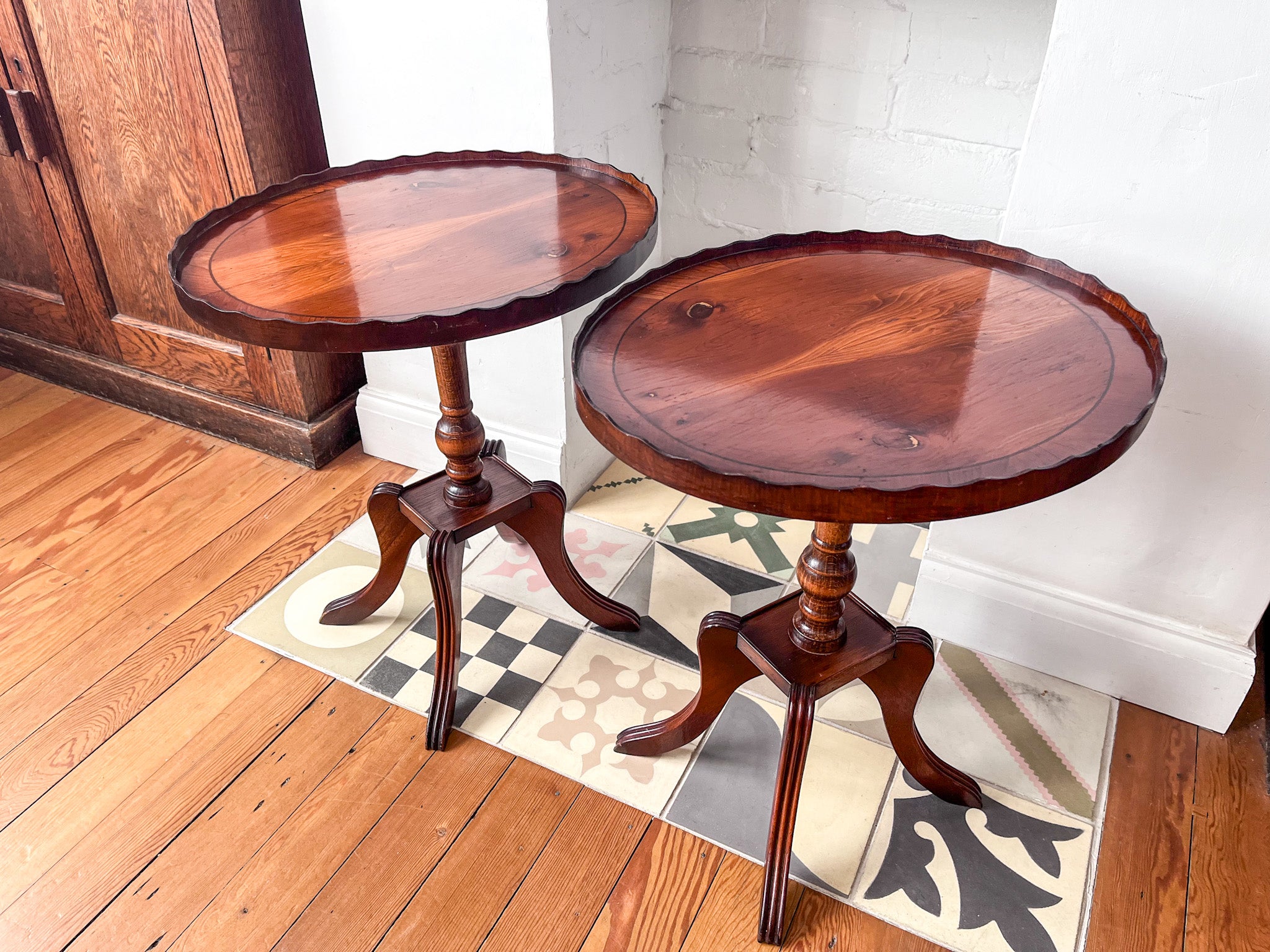 A Pair Of Vintage Scalloped Side Tables