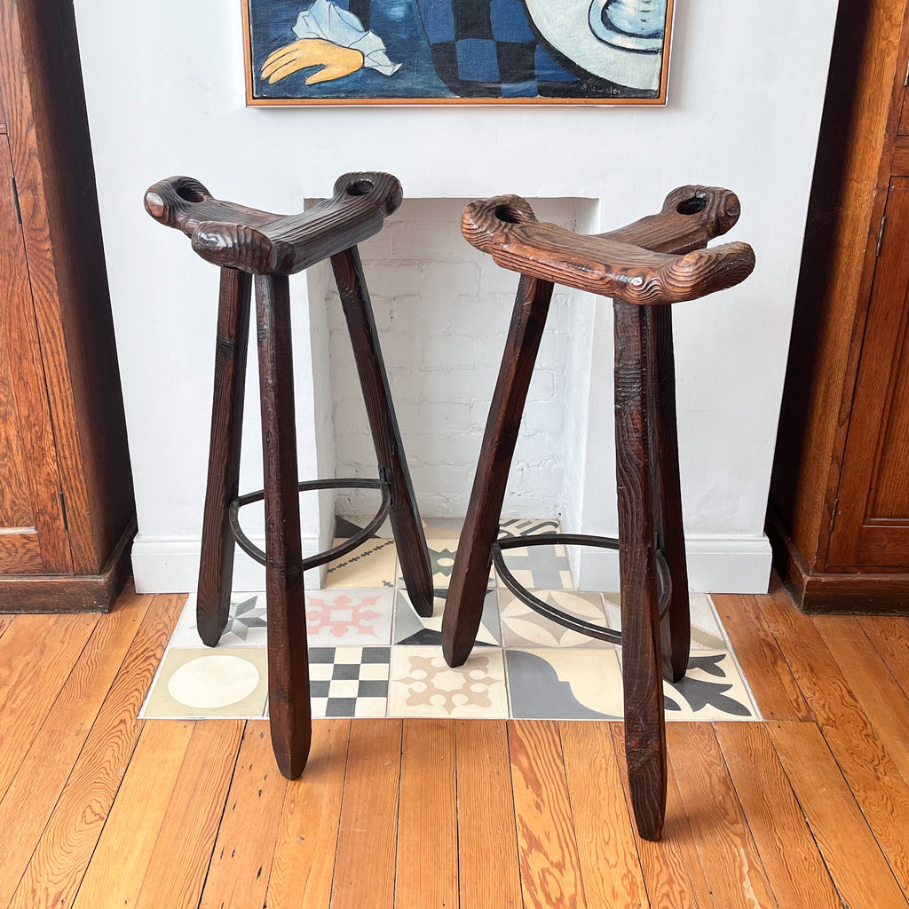 Spanish Vintage Brutalist "Marbella" Bar Stools